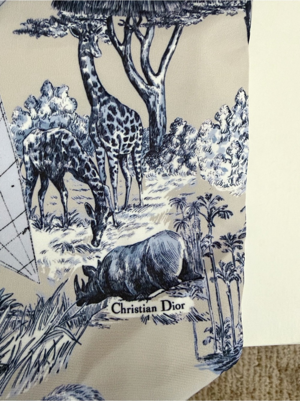Dior Blue & White Toile Drawstring Satchel - Picture 6 of 7